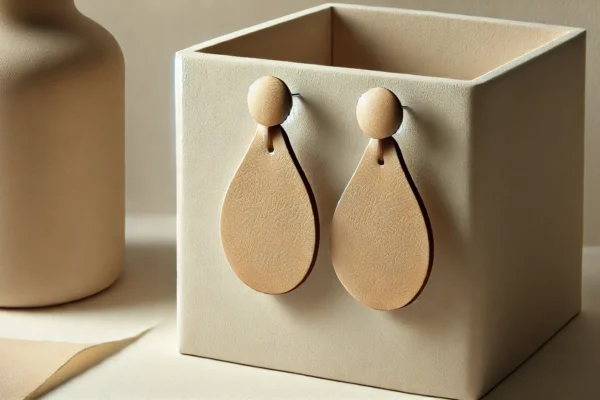 Nichel and Suede Soft Sand Sloanes Leather Earrings