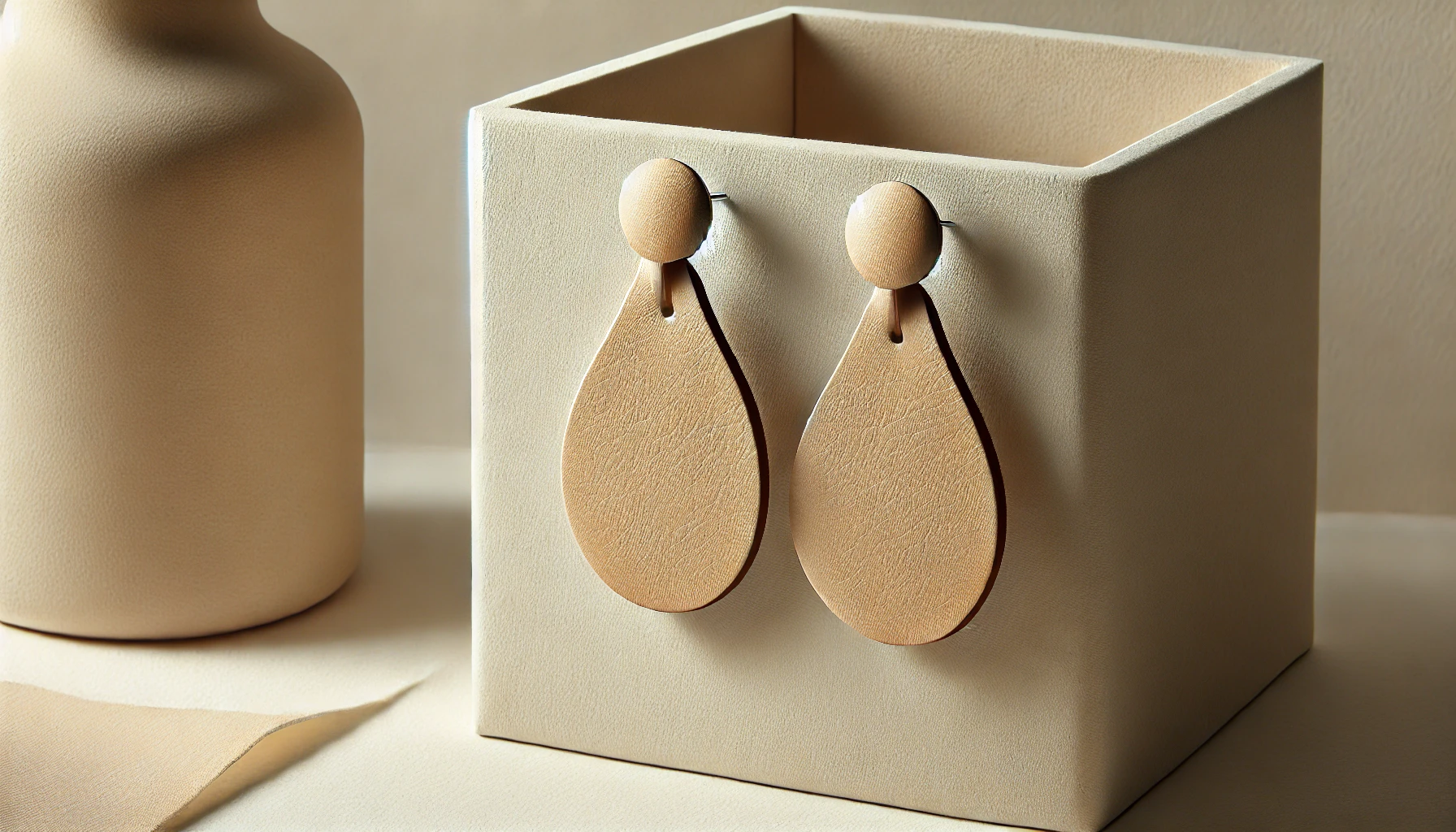 Nichel and Suede Soft Sand Sloanes Leather Earrings